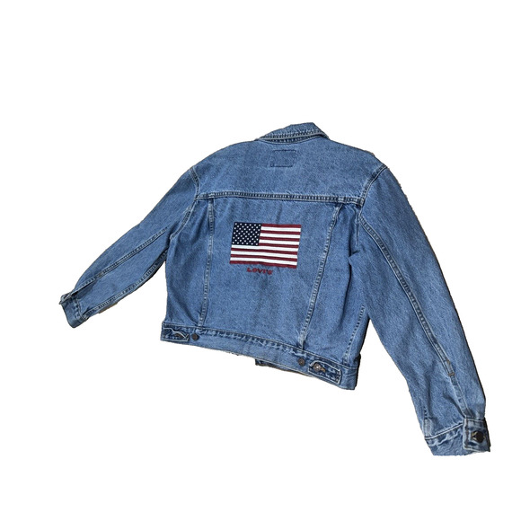 Levi's Other - Vintage Levi’s Denim Trucker Jean Jacket Medium American Flag USA Retro 90s M